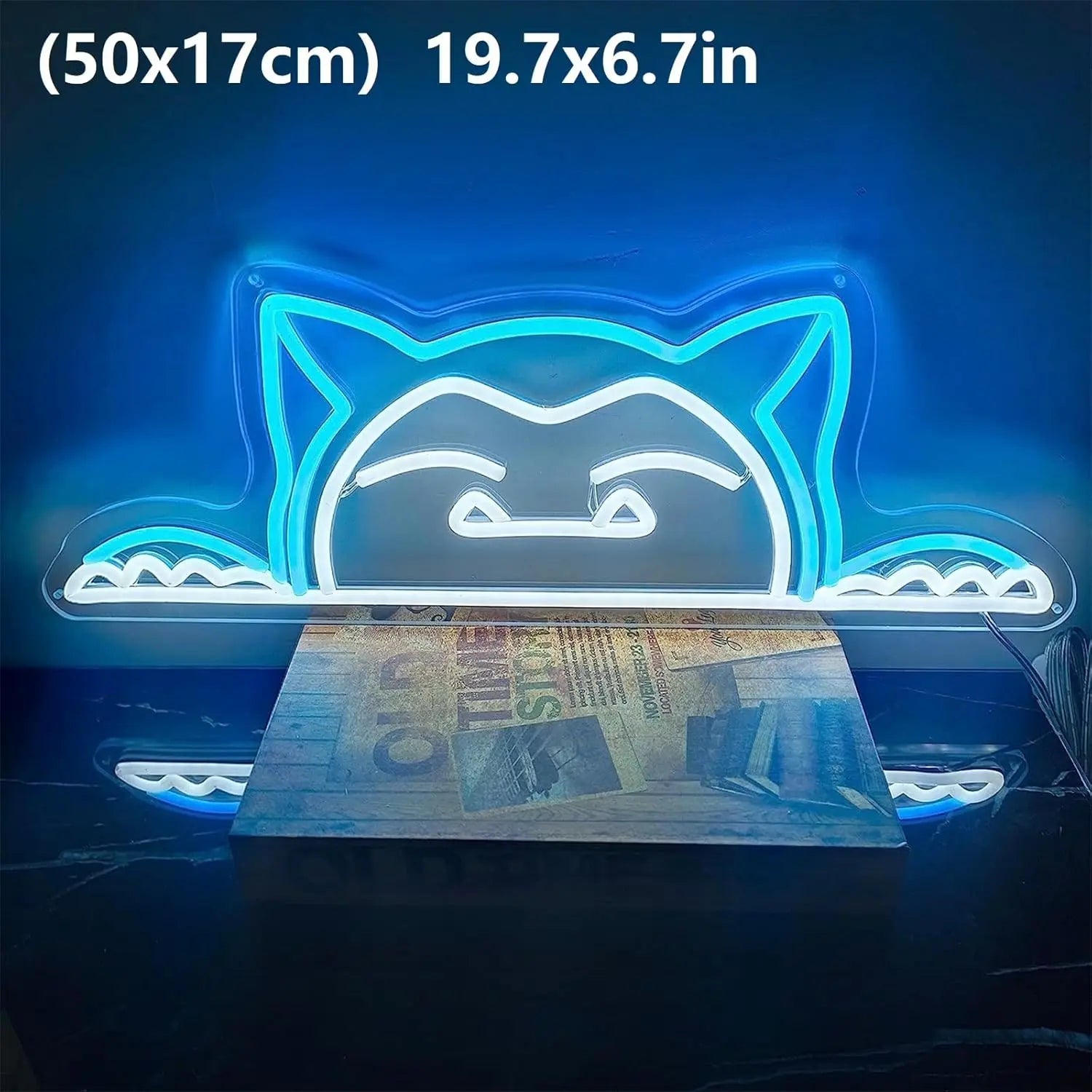 Sleepy Snorlax Peek Neon LED Wall Light