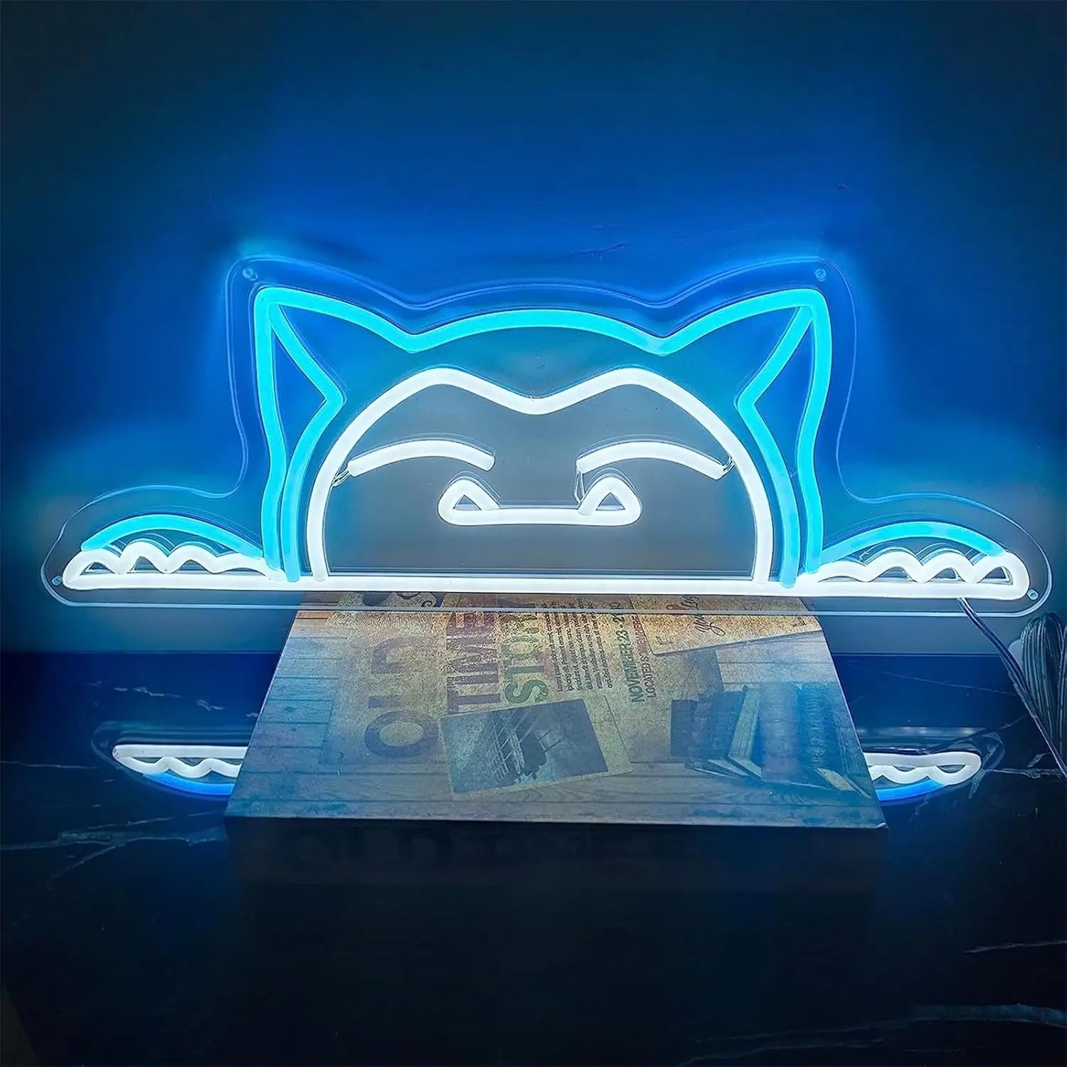 Sleepy Snorlax Peek Neon LED Wall Light