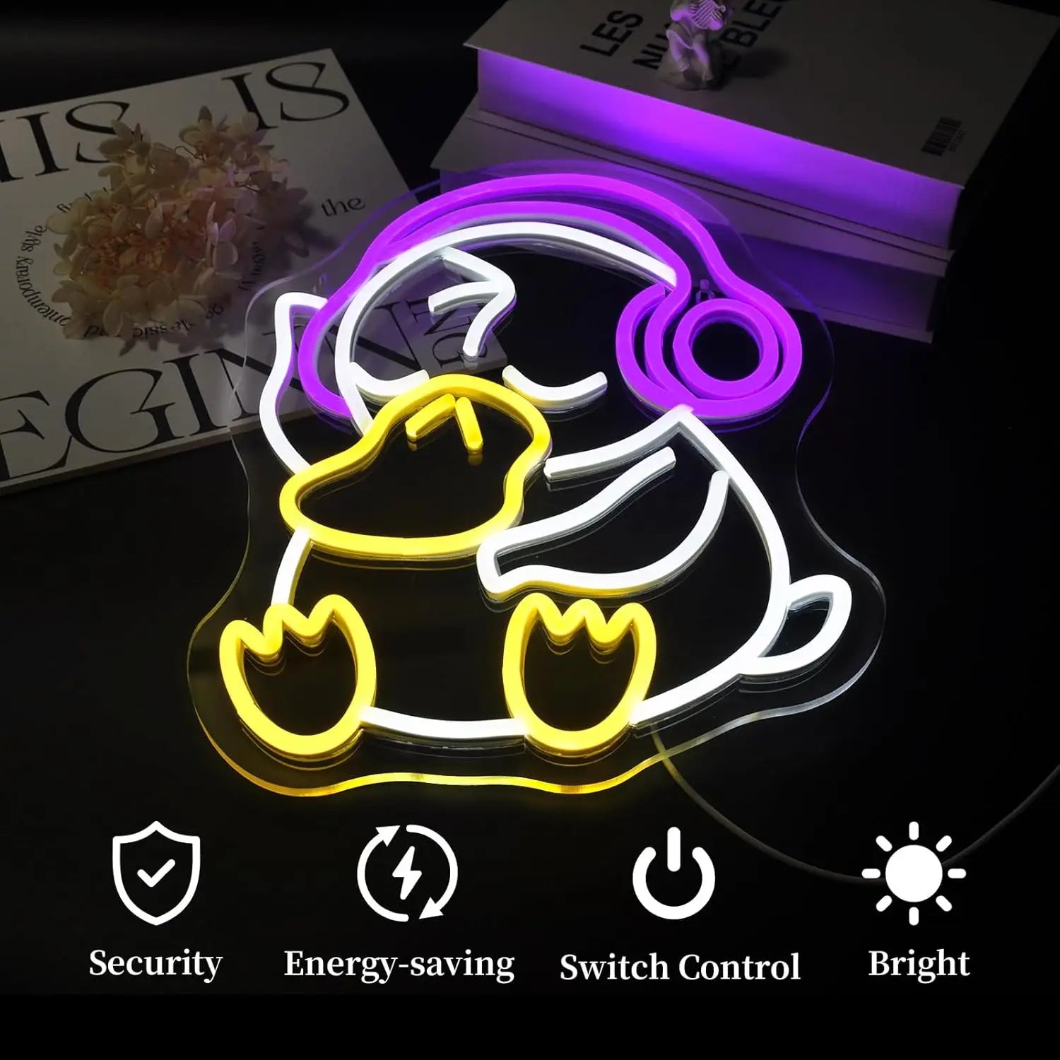 Psyduck with Headphones Neon LED Wall Light