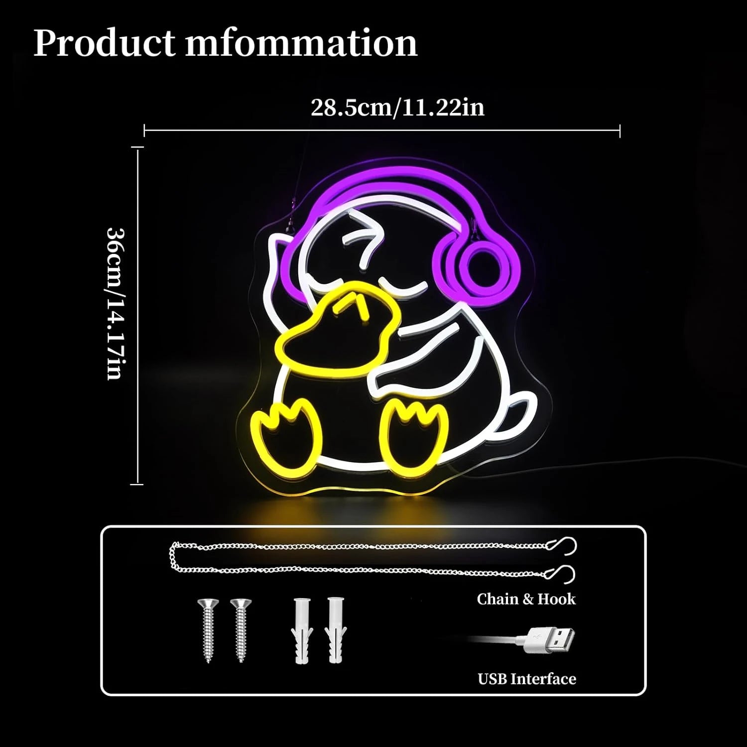 Psyduck with Headphones Neon LED Wall Light